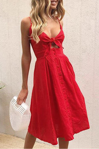 Midi Dress with Bow Front Detail