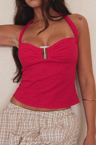 Halter Neck Ribbed Camisole