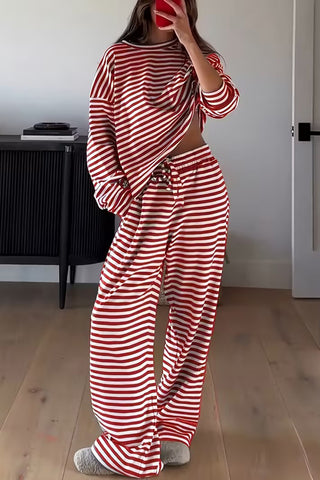 Striped Relaxed-Fit Pants Set
