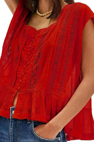 Elegant Lace Trim Blouse