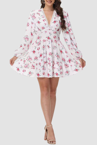 Floral Puff Sleeve Casual Dress