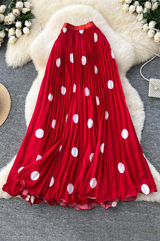Polka Dot Pleated Skirt