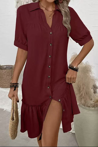 Button-Front Casual Shirt Dress