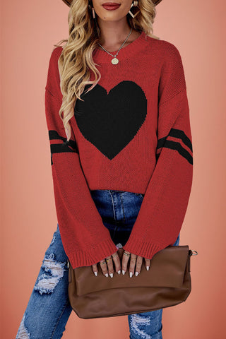 Heart Pattern Oversized Sweater