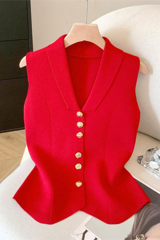 Elegant Button-Front Sleeveless Top