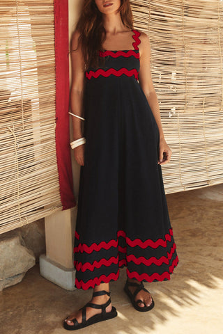 Scalloped-Trim Casual Maxi Dress