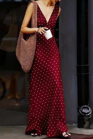 Polka Dot Casual Maxi Dress
