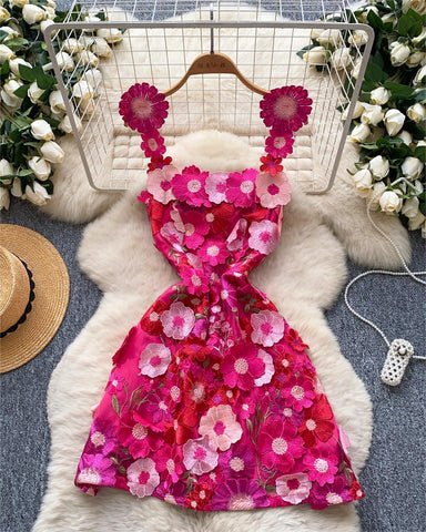 Floral Appliqué Cami Mini Dress