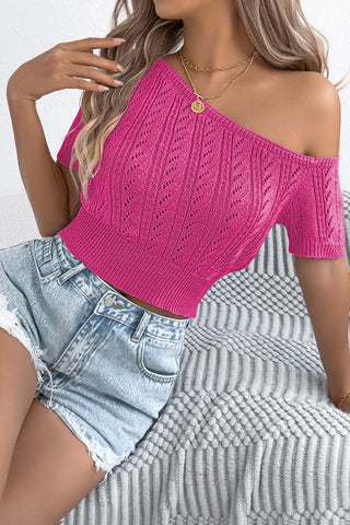 Off-Shoulder Knit T-Shirt