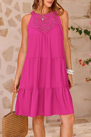 Sleeveless Crochet Trim Casual Dress