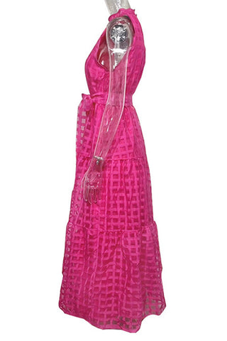 Checkered Halter Maxi Dress