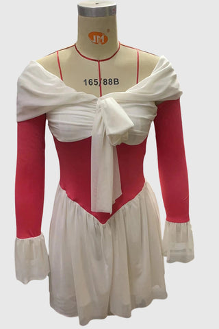 Off-Shoulder Tie-Front Casual Dress