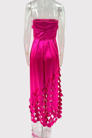 Strapless Evening Gown with Textured Accents