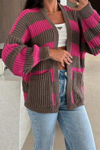 Open Front Striped Cardigan