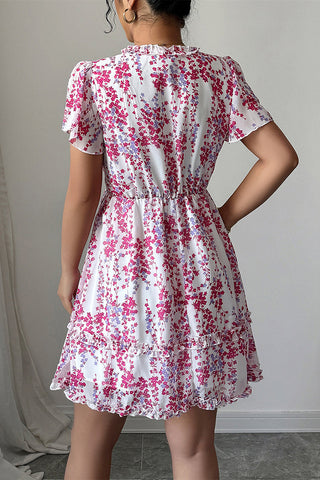 Floral V-Neck Ruffle Dress