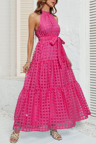 Checkered Halter Maxi Dress