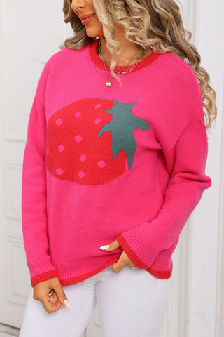 Strawberry Pattern Knit Sweater