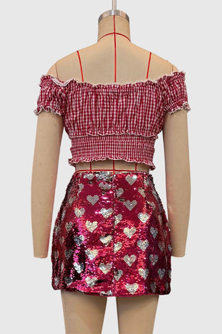 Heart Patterned Mini Skirt