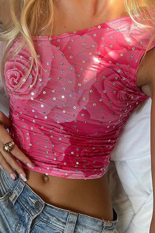 One-Shoulder Floral Tank Top