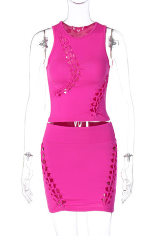 Cutout Detail Skirt Set