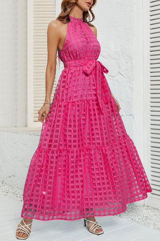 Gingham Halter Maxi Dress