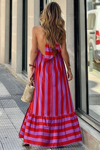 Striped Halter Casual Dress
