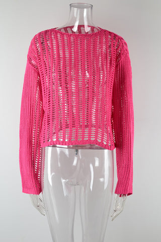 Open-Knit Long Sleeve Blouse