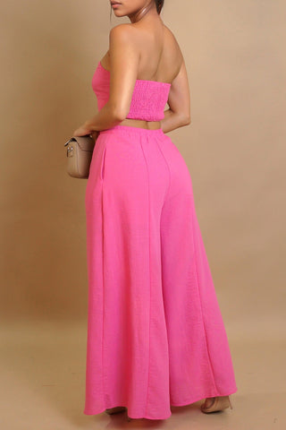 Strapless Wide-Leg Pant Set
