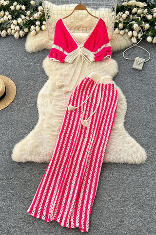 Boho Tassel Crochet Skirt Set