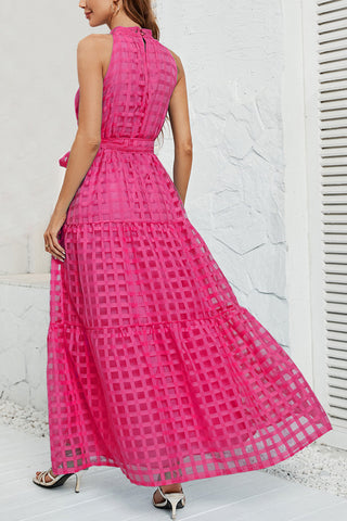 Checkered Halter Maxi Dress
