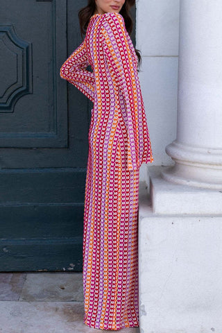 V-Neck Printed Maxi Dress