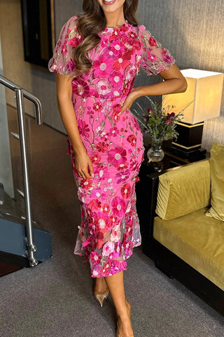 Floral Embroidered Midi Dress