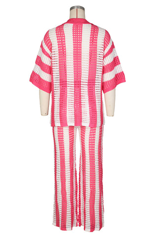 Striped Button-Front Pants Set