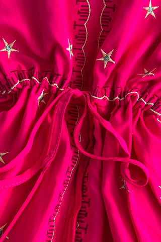 Embroidered Drawstring Maxi Dress