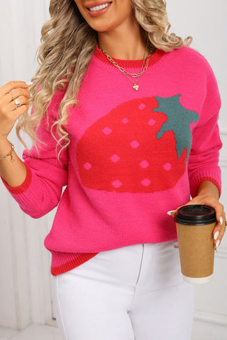 Strawberry Pattern Knit Sweater