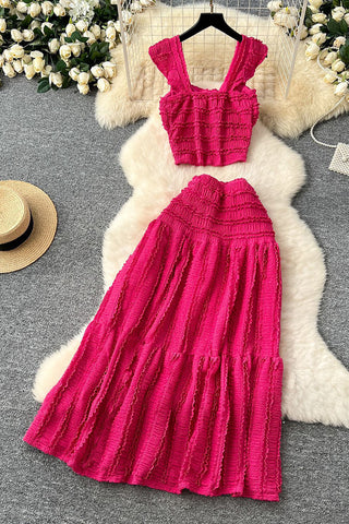 Ruffle Trim Skirt Set