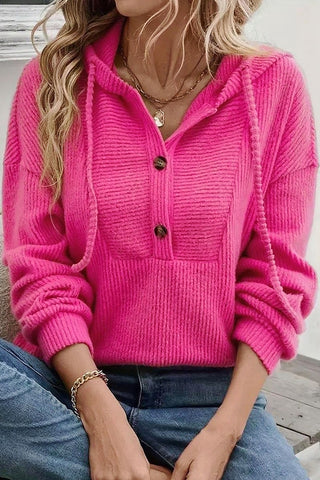 Button-Up Ribbed Hoodie