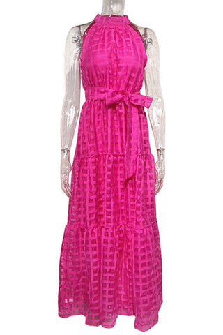 Gingham Halter Maxi Dress