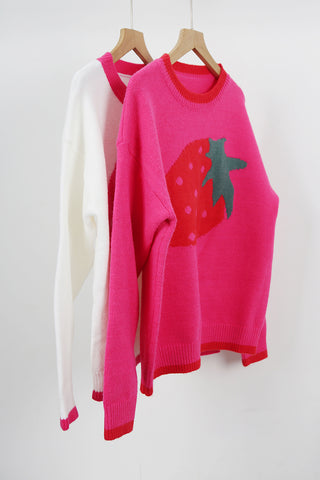 Strawberry Pattern Knit Sweater