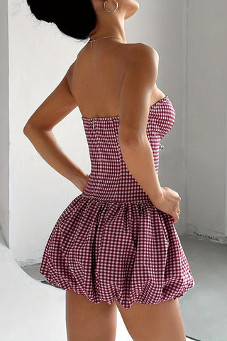 Strapless Gingham Mini Dress