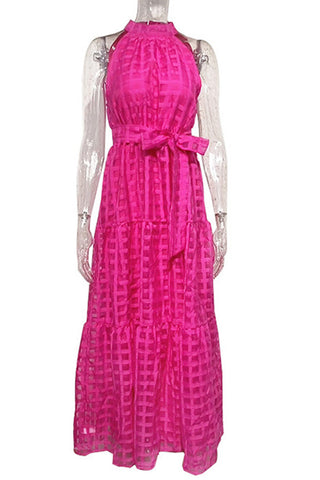 Checkered Halter Maxi Dress