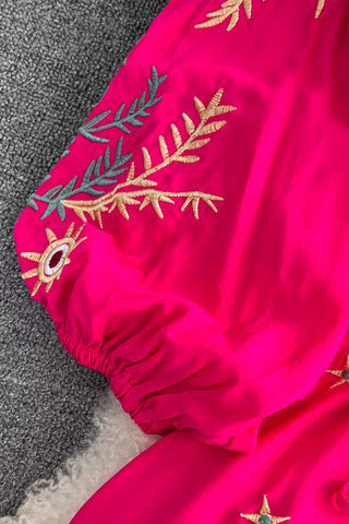 Embroidered Drawstring Maxi Dress