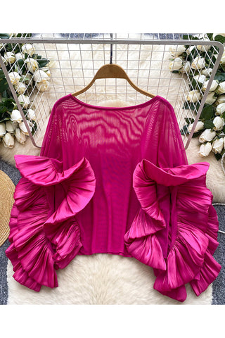 Ruffle Sleeve Statement Blouse