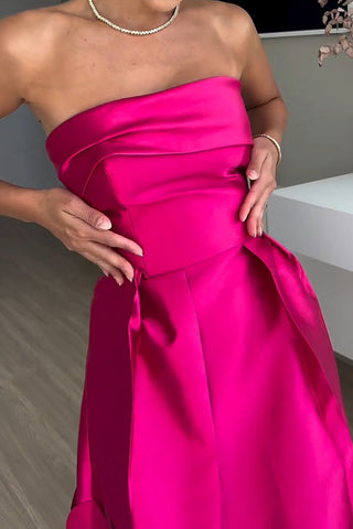 Strapless Evening Gown with Textured Accents