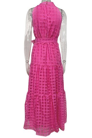 Checkered Halter Maxi Dress