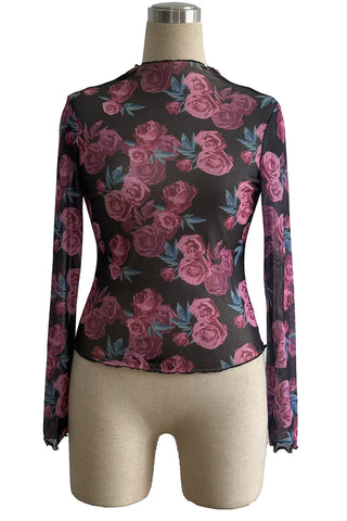 Floral Sheer Long Sleeve Blouse