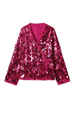 Sequin Wrap Top with Tie Detail