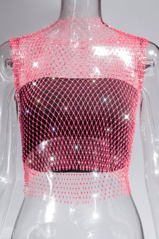 Sparkling Rhinestone Mesh Tank Top