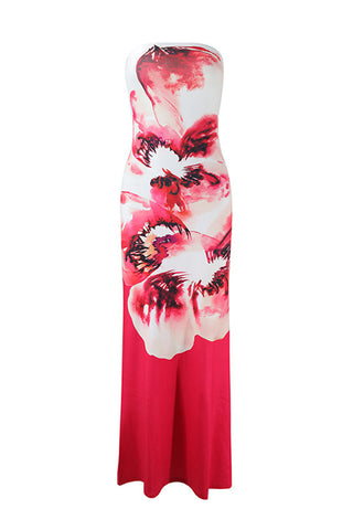Strapless Floral Casual Dress