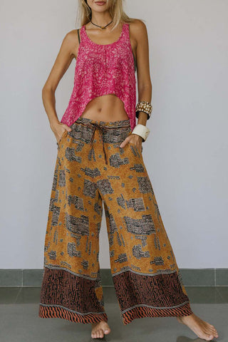 Printed Tank Top with Asymmetrical Hem